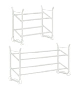 SunnyPoint Expandable & Stackable 2-Tier Shoe Rack – Adjustable Shoe Organizer for Entryway, Closet or Bedroom, Holds 4 to 8 Pairs, Space-Saving Metal Shoe Storage Shelf (17.5"–31.49" W) (WHT, 2 Tier) SunnyPoint