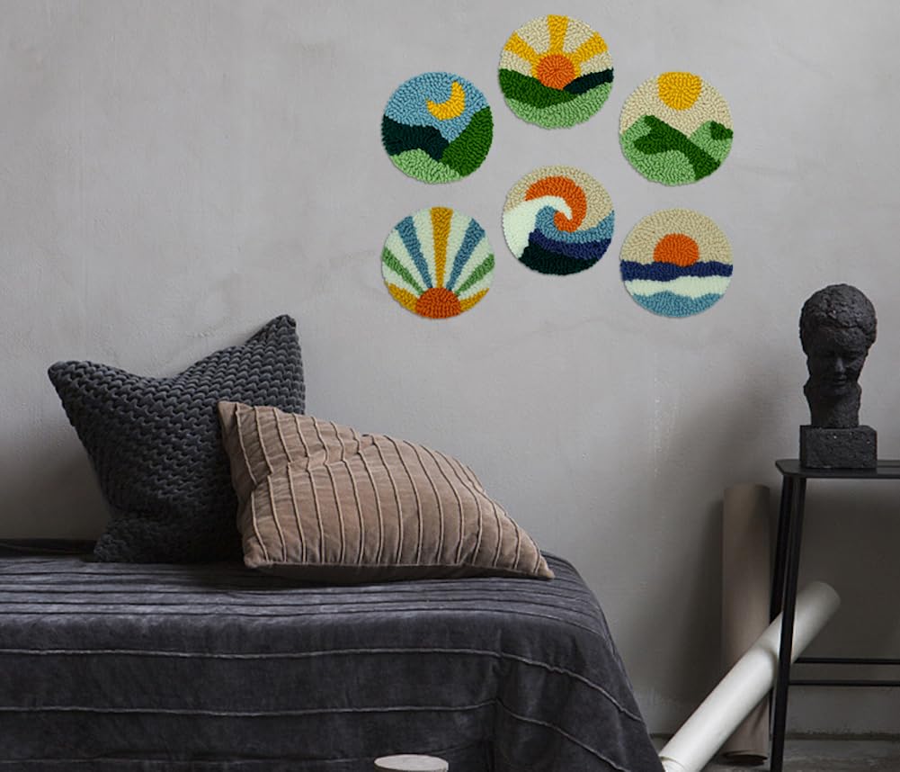 Mefatus Punch Needle Kit for Beginners Adults Kids Easy Punch Needle Embroidery Kit Tool Threader Fabric Hoop Yarn Rug Tufting Coaster Art and Crafts Mefatus