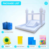 Inflatable White Bounce House for Kids with UL Blower-Portable, Large Ball Pool and Jump Space 3in1 Bouncy Castles A Spacious Joy-Room Bounce House for Kids 3-12 (Oxford material-13' L X 8' W X 8' H) Cessbong