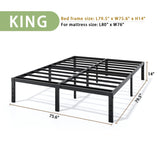 LUMUNANCE Metal Bed Frame King Size - 14 Inch Heavy-Duty King Platform Bed Frame No Box Spring Needed, Easy Assembly, Noise-Free, Sturdy Mattress Foundation, Underbed Storage Space LUMUNANCE