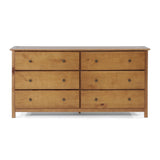Grain Wood Furniture Shaker 6-Drawer Dresser, Solid Wood with a Walnut Finish Grain Wood Furniture