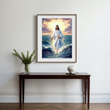 DIYDECORFUN Jesus Walk On Sea Diamond Painting Kits for Adults, 5D Jesus Christ Diamond Art Kits, Full Round Diamond Dots Painting with Numbers,Religious Christmas Beads Gem Art for Decor12x16Inches DIYDECORFUN