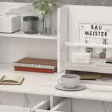 AIEGLE Reception Desk with Drawers & Storage Shelves, Reception Table with Private Panels, for Salon Reception Room Checkout Office, Marble White (47.3" L x 18.3" W x 43.3" H) AIEGLE