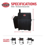 Char-Griller® Durable Polyester Grill and Smoker Cover with Waterproof Material, PVC Lining, and Extendable Design in Black, 46"L x 23"W x 48.5"H, Model 5555 Char-Griller