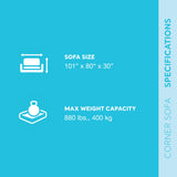 Intex 68575EP Inflatable Corner Sofa: L-Shaped – Indoor Use – 2-in-1 Valve – 880lb Weight Capacity – 101” x 80” x 30” Intex