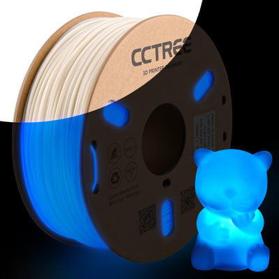 CCTREE ABS+ Filament 1.75mm, Glow in The Dark ABS Filament 1KG, Strong, Durable, Heat Resistance, Excellent Toughness 3D Printer Filament ABS Plus, Glow Blue