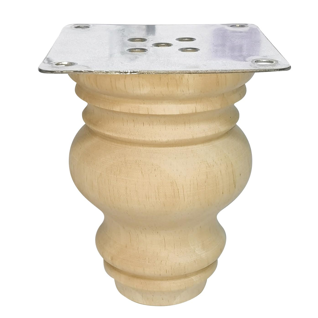 Wooden Furniture Legs, Solid Wood Unpainted Replacement Furniture Legs, Kitchen Dining Table Legs/Desk/Sofa/Bookcase Bun Feet, DIY Wooden Round legs with Mounting Plate & Screws Set of 4 (4 Inch) Btibpse