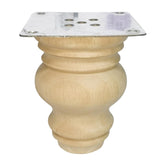 Wooden Furniture Legs, Solid Wood Unpainted Replacement Furniture Legs, Kitchen Dining Table Legs/Desk/Sofa/Bookcase Bun Feet, DIY Wooden Round legs with Mounting Plate & Screws Set of 4 (4 Inch) Btibpse