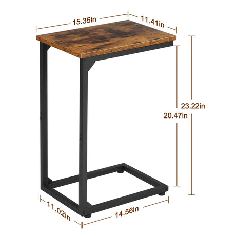 AMHANCIBLE C Shaped End Tables, TV Trays Set of 2 for Living Room, Slide Under Couch Table for Sofa, Bedroom, Small Space, Rustic Brown HET02CBR AMHANCIBLE
