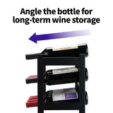 VASMIA Bamboo Wine Rack, Sturdy and Durable Wine Storage Cabinet Shelf, Wine Racks Countertop for Pantry,Kitchen,3-Tier 12 Bottles Wine Rack Black VASMIA