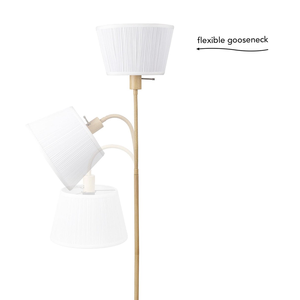 Globe Electric 65907 68" Floor Lamp, Light Faux Wood, White Pattern Shade, On/Off Rotary Switch on Socket Globe Electric