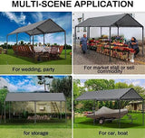 Carport Canopy 10x20 Heavy Duty, Metal Carport Waterproof Carport Garage Tent Outdoor for Car Tuck Boat SUV Party (Grey) gaildon
