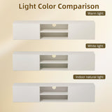 TIMSATIO Floating TV Stand Wall Mounted,70" Floating Entertainment Center for 60" 70" 80",Floating Shelf for Under tv, 3 Cabinet TV Console,Media Console for Living Room (Off-White) TIMSATIO