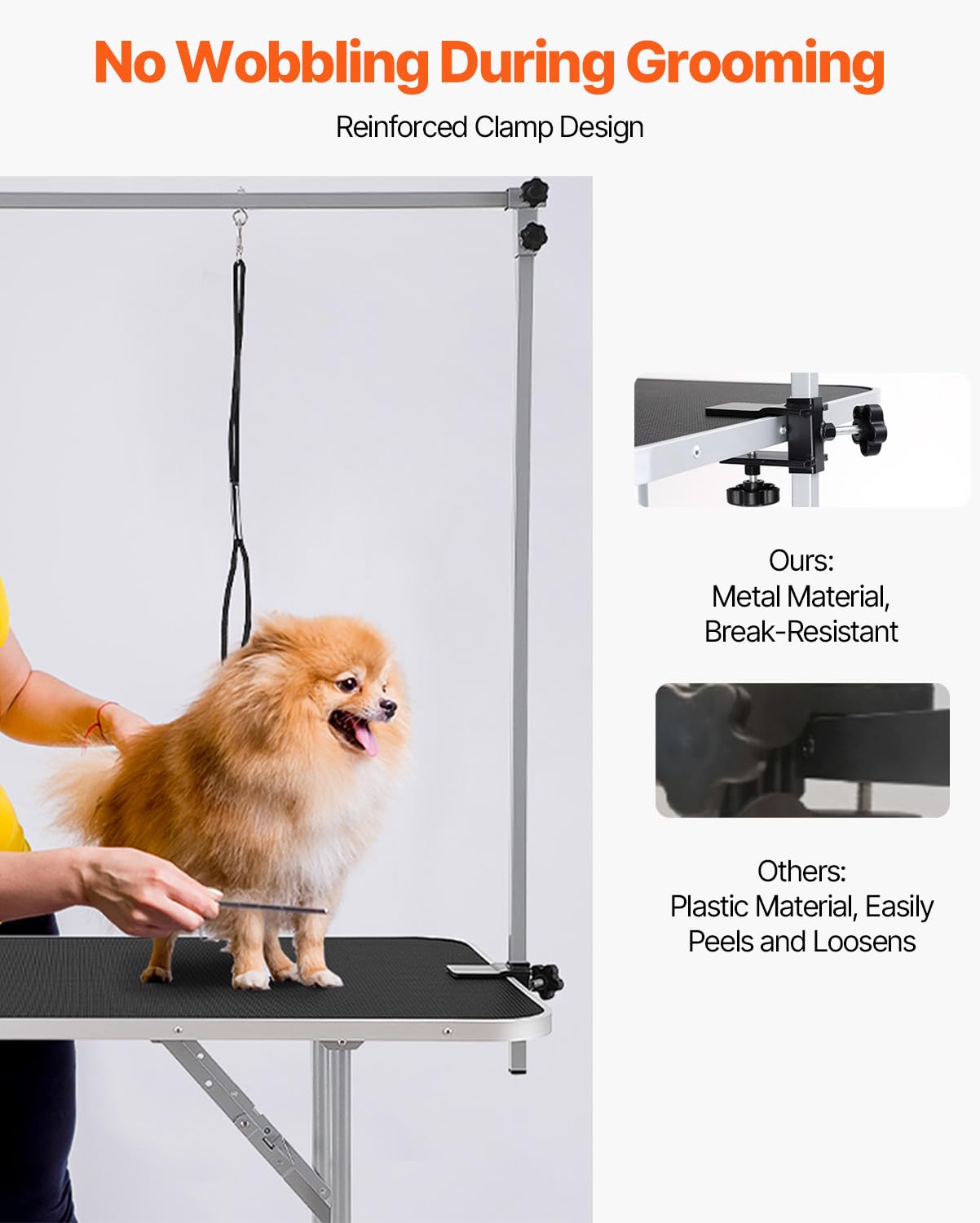 VEVOR Pet Grooming Table, 46 Inch Grooming Station with 2 Height Adjustable Arms, 330LBS Static Load Capacity, Foldable Dog Groom Station with No-Sit Haunch Holder with Loop, for Medium/Small Dogs VEVOR