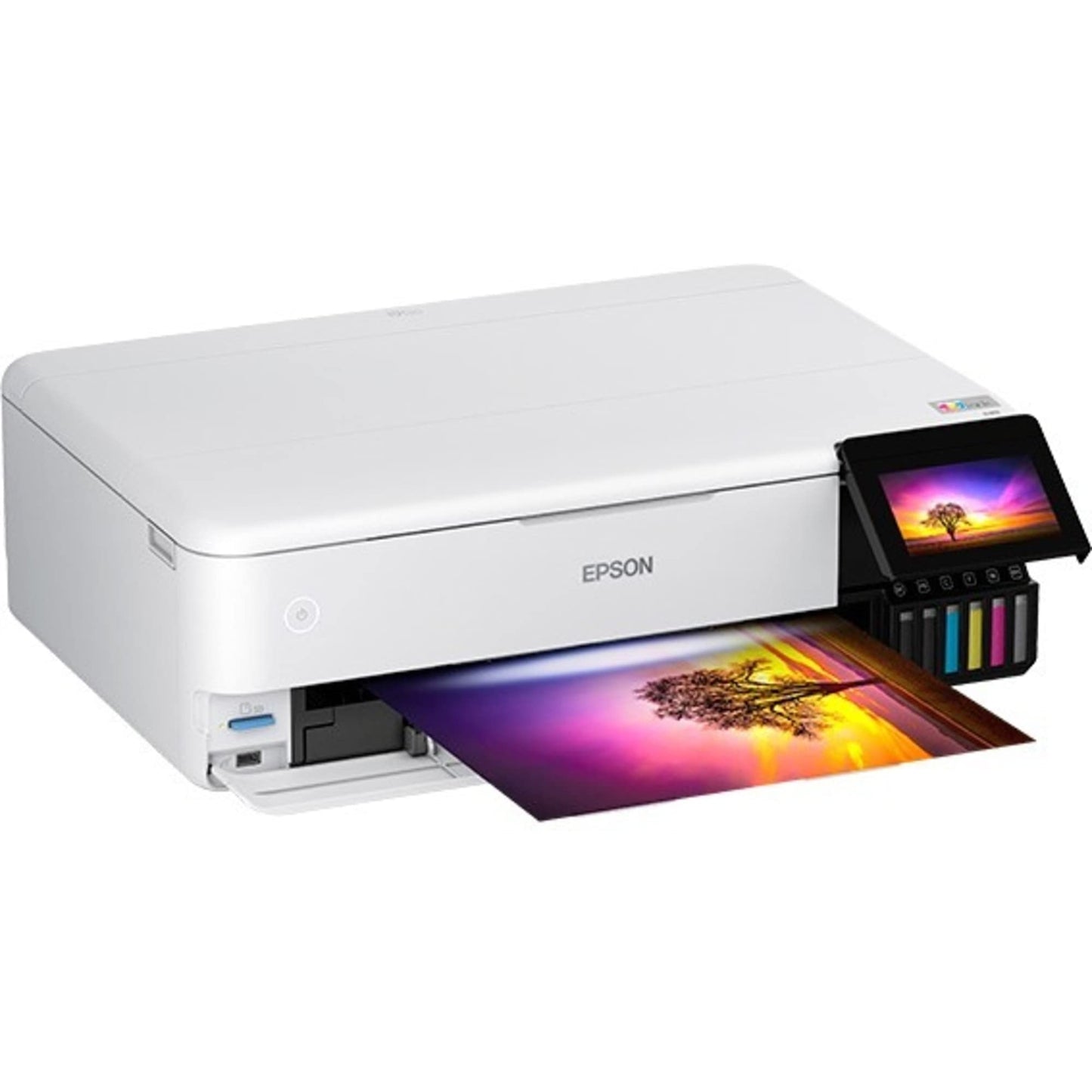 Epson EcoTank Photo ET-8550 Wireless Wide-Format All-in-One Supertank Printer with Scanner, Copier, Ethernet and 4.3-inch Color Touchscreen, Large, White