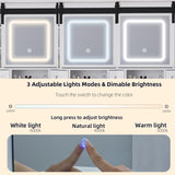 MECHYIN Farmhouse Makeup Vanity Desk with Sliding Mirror, Vanity Set with Stool & Charging Station & 3 Brightness Lights, Ample Storage, Dressing Table for Women Girls Bedroom, White MECHYIN