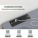 Gyfimoie 6 Drawers Dresser with Power Outlet, Accent Chests of Drawers with LED Light, Modern Storage Dresser for Bedroom, Living Room Gyfimoie