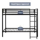 Allewie Metal Bunk Bed Twin Over Twin Size for Junior & Adults with Ladder and Heavy Duty Guardrail, Small Space Saving Design for Bedroom Kid Room and Dorm, Black Allewie