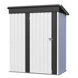 JUMMICO Metal Outdoor Storage Shed 5 x 3 FT Metal Shed with Lockable Door,Waterproof Garden Tool Shed Storage House for Backyard Patio Lawn,White JUMMICO