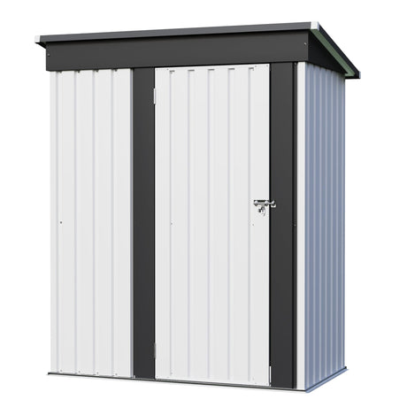 JUMMICO Metal Outdoor Storage Shed 5 x 3 FT Metal Shed with Lockable Door,Waterproof Garden Tool Shed Storage House for Backyard Patio Lawn,White JUMMICO