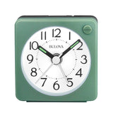 Bulova Clocks B1874, Ultra Small Travel Alarm with Snooze and Light, No Ticking, Verde,Green Bulova