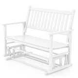 Giantex White Outdoor Glider Bench Chair for Two – Stylish & Sturdy Rocking Loveseat with Smooth Gliding Motion Giantex