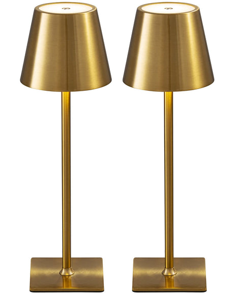 KDG 2 Pack Cordless Table Lamp,Portable LED Desk Lamp, 5000mAh Battery Operated, 3 Color Stepless Dimming Up, for Restaurant/Bedroom/Bars/Outdoor Party/Camping/Coffee Shop Night Light(Gold) KDG