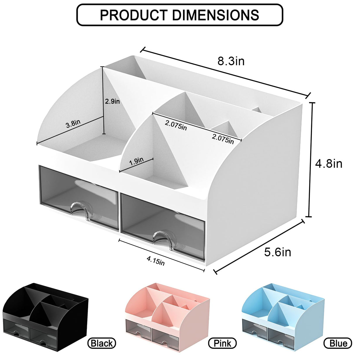 Makeup Organizer with Drawers, Cosmetic Storage for Dresser Vanity and Bathroom Countertop, Beauty Holder for Lipstick Brush, Skincare Organizer for Vanity, Cosmetic Display Case (White) COMFYROOM