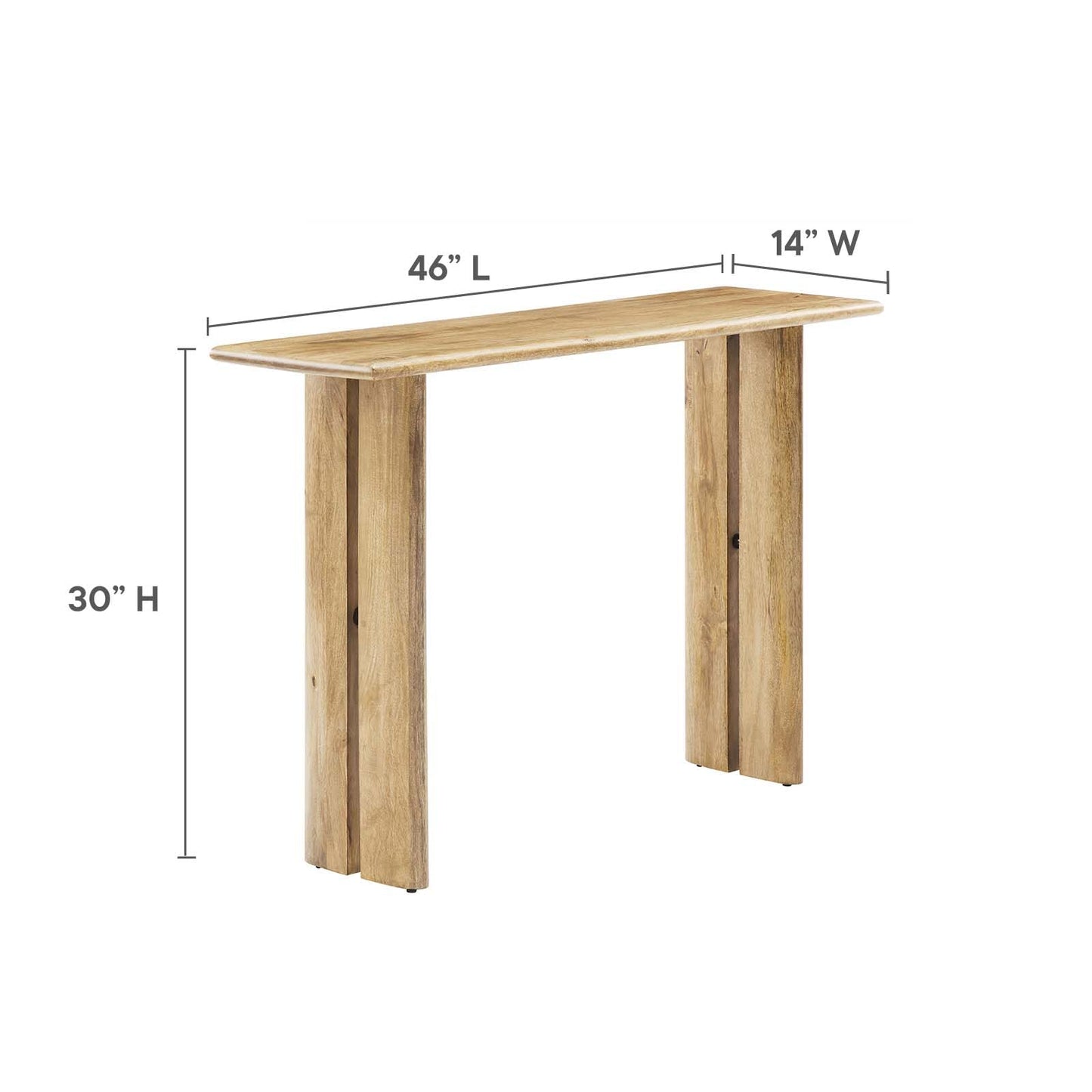 Modway Amistad 46" Solid Wood Modern Farmhouse Console Table in Oak