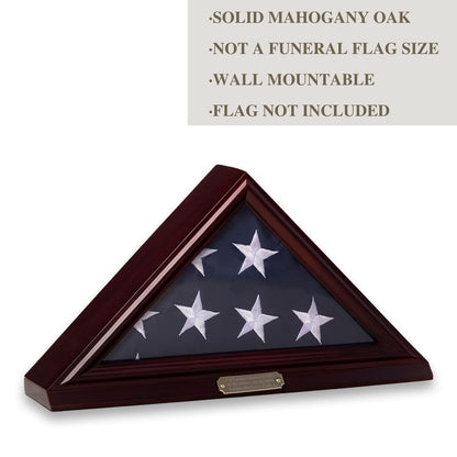 Bey-Berk Custom Personalized Solid Wood Triangle Glass Front Flag Display Case, Holds 3ft by 5ft Flag, Not Suitable for Burial or Memorial Flag (Mahogany) (Mahogany) - WoodArtSupply