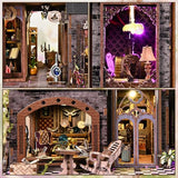 DIY Miniature House Kit, Dollhouse Magic City Gothic Witch House for Adults to Build, Birthday/Christmas Day Gift for Family and Friends, Prefab Tiny Home with LED Lights,Magic Castle