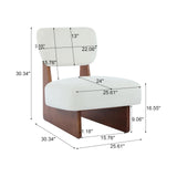 Christopher Knight Home Mores Low Profile Accent Chair Set of 2, Modern Living Room Armless Lounge Chair, Fabric Comfy Reading Chair for Bedroom, Wooden Frame and Thick Padded Seat, Walnut+White Christopher Knight Home