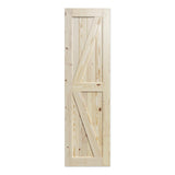 SmartStandard 24in x 84in Sliding Barn Wood Door Pre-Drilled Ready to Assemble, DIY Unfinished Solid Spruce Wood Panelled Slab, Interior Single Door Only, Natural, K-Frame (Fit 4FT Rail) SMARTSTANDARD