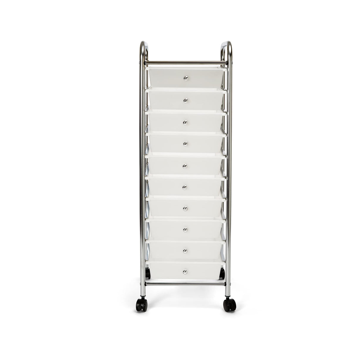 Seville Classics Rolling Utility Organizer Storage Cart, for Home Office, School, Classroom, Scrapbook, Hobby, Craft, 10 Drawer, Frost White Seville Classics