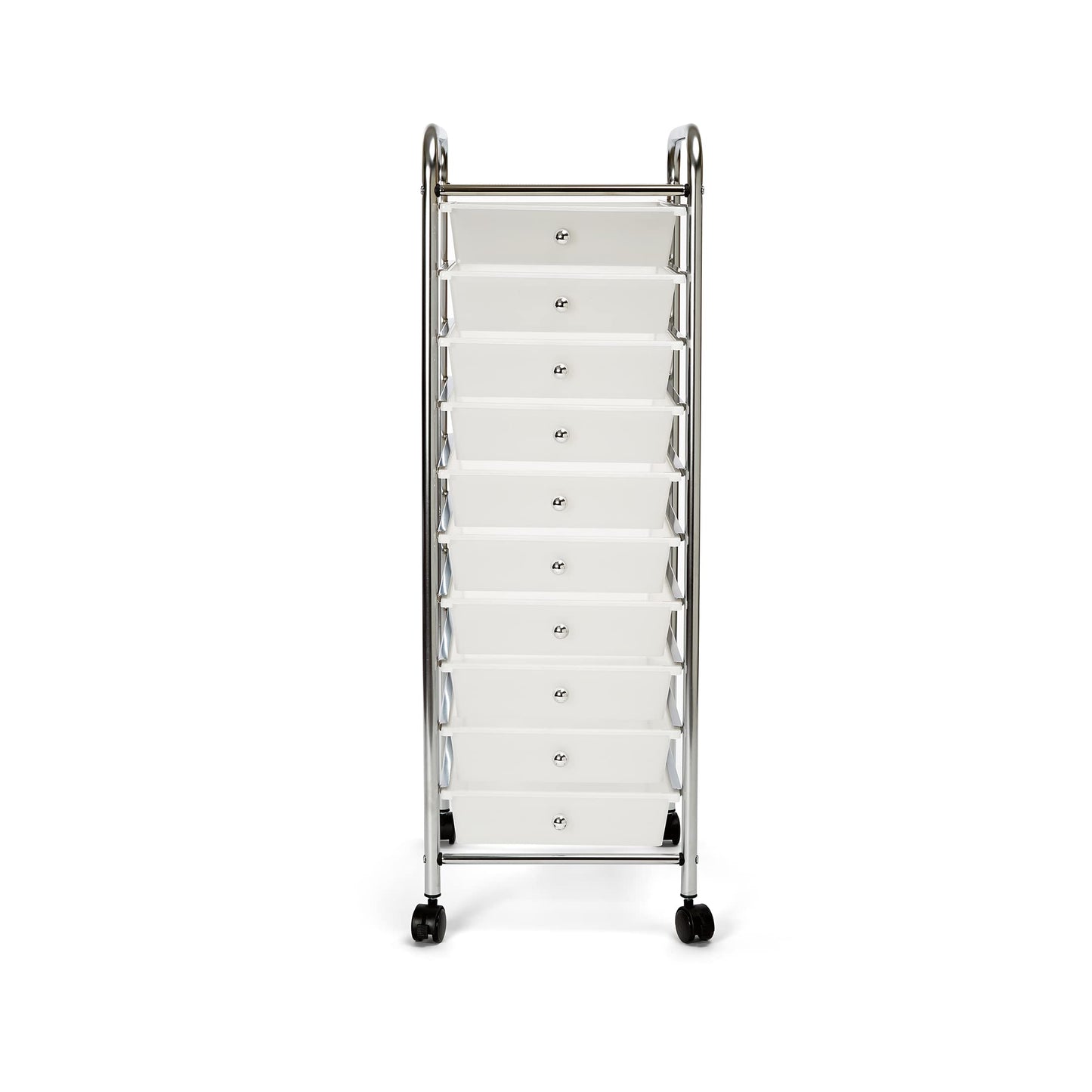 Seville Classics Rolling Utility Organizer Storage Cart, for Home Office, School, Classroom, Scrapbook, Hobby, Craft, 10 Drawer, Frost White - WoodArtSupply