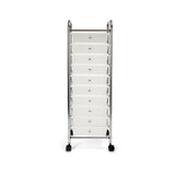 Seville Classics Rolling Utility Organizer Storage Cart, for Home Office, School, Classroom, Scrapbook, Hobby, Craft, 10 Drawer, Frost White Seville Classics