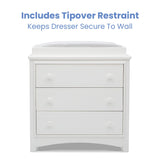 Delta Children Perry 3 Drawer Dresser with Changing Top and Interlocking Drawers, Bianca White Delta Children