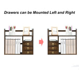 ILWorkTLs 2 Tier Bamboo Countertop Bookshelf,Desktop Organizer Shelves with 3 Drawers,Desktop Bookcase for Home Office,Walnut ILWorkTLs