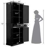 ARTPOWER Kitchen Pantry Storage Cabinet with Drawer and Adjustable Shelves, Pantry Cabinet for Kitchen, Bathroom or Hallway, Black ARTPOWER