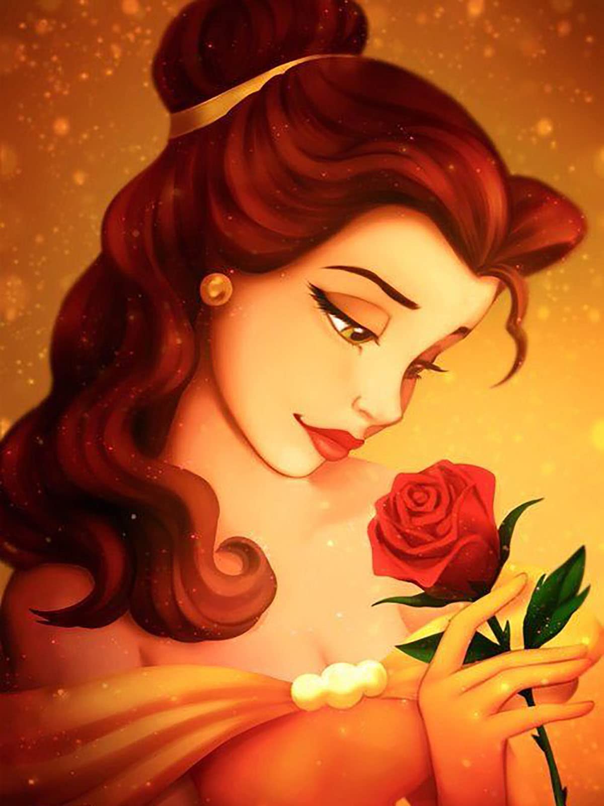 Painting with Diamonds Beauty Beast Diamond Art Belle Rose, 5D Full Drill Cross Stitch Embroidery Kit… Youtheart