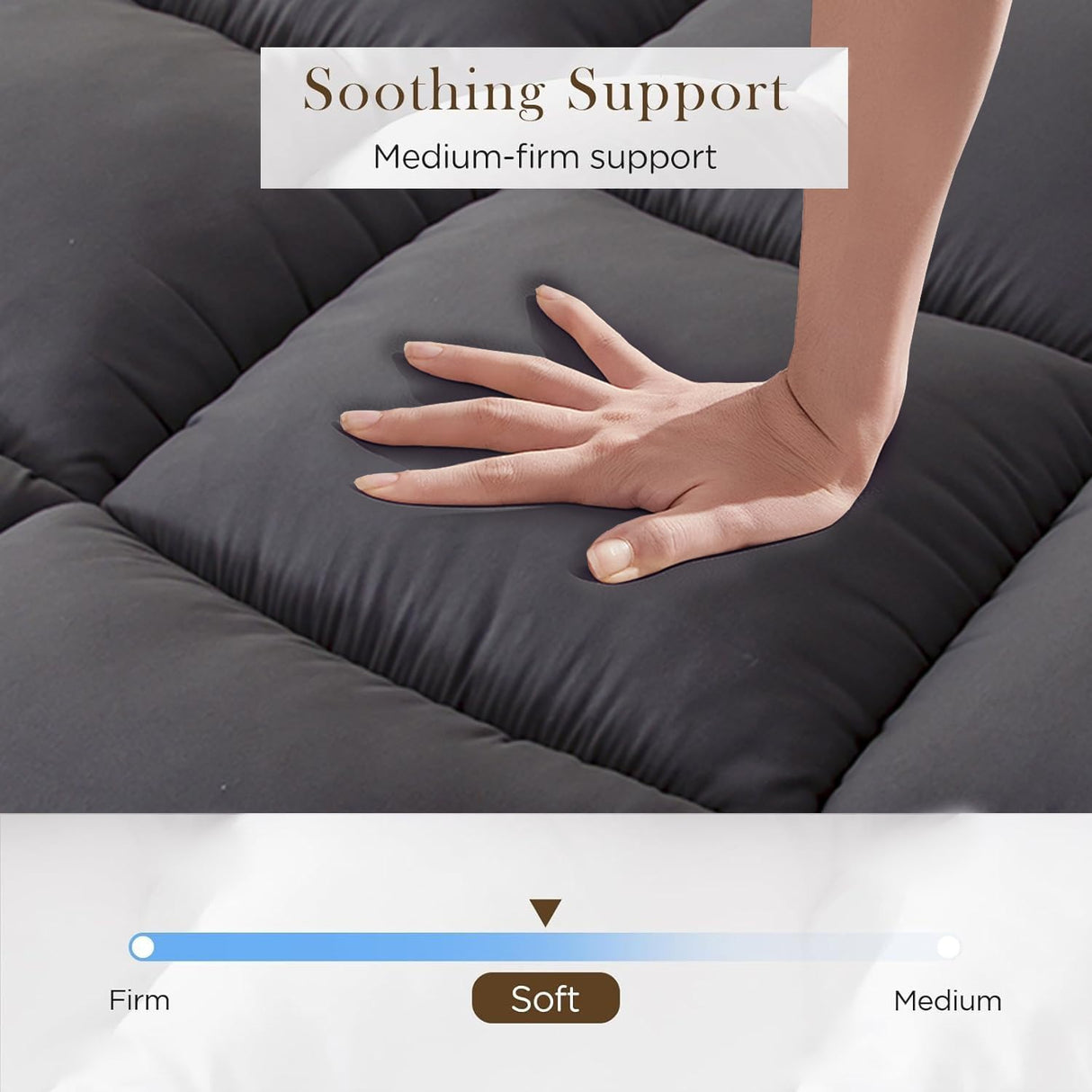 Thick Mattress Topper Twin Size - Non-Slip Mattress Pad Cover for Back Pain Breathable Folding Sleeping Pad Machine Washable Mattress Protector (39x75 inch,Black) Reberyle