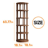 vie poetique Rotating Bookshelf Tower, Wooden, 5 Tier Vertical Rotate Turning Spiral Corner Organizer, 360° Rotating Book Tower, Ideal for Small Spaces, Living Rooms, Corners, Bedrooms (Rural, 5 Tier) vie poetique