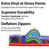 29'L Radical Run Inflatable Obstacle Course with Climbing Wall, Retro Rainbow, 16' Wide x 15' Height, Commercial Grade Interactive Bounce House, Includes: Blower and Stakes TentandTable