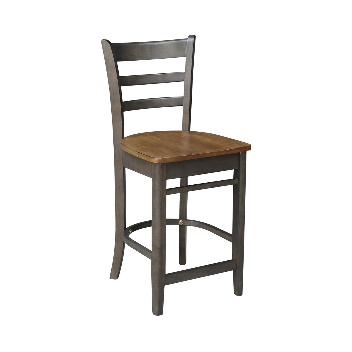 International Concepts Emily Counterheight Stool - 24-inch Seat Height, Hickory/Washed Coal (S45-6172) IC International Concepts