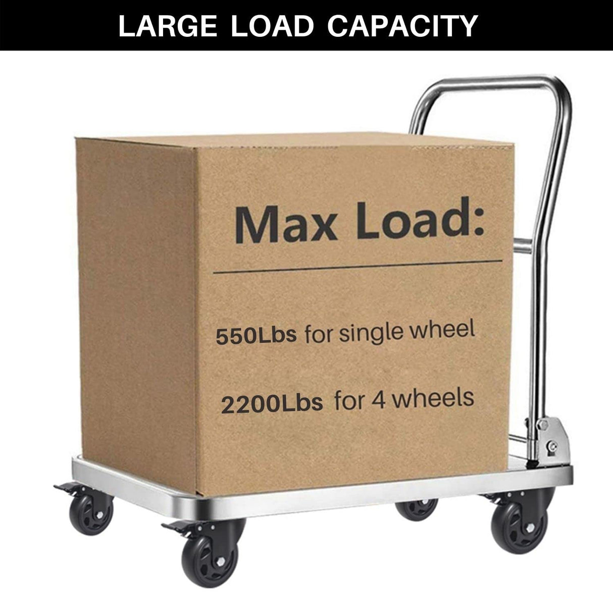 5 Inch Swivel Caster Wheels Set of 4, Heavy Duty Casters with Brake, Polyurethane Locking Casters for Cart, Workbench and Trolley-Load 2200lbs, Black(Two Hardware Kits) Wieyunn