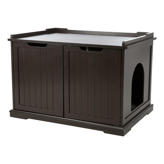 TRIXIE XL Furniture Litter Box Enclosure (Espresso Brown), Hidden Litter Box for Cats with Openings on Either Ends & Large Ventilations Slots, Double Doors for Easy Cleaning, Removable Divide - WoodArtSupply