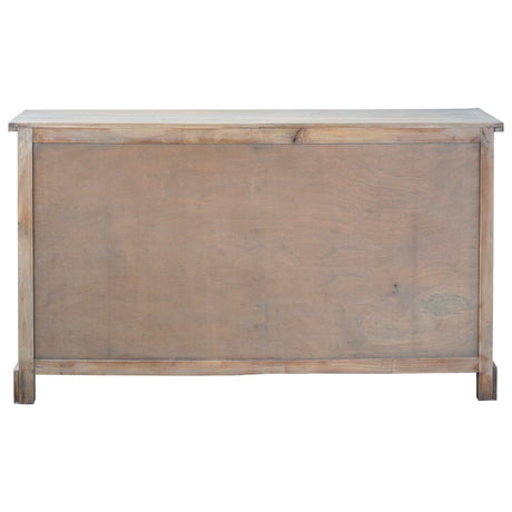 Sunset Trading Cottage Arched Glass Door Credenza Solid Wood Display Cabinet | Fully Assembled Sideboard Buffet Server, 63" Wide, Distressed Sunset Trading