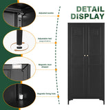 Letaya Black Storage Cabinet with Feets-Metal Home Kitchen Pantry Cabinets with Doors and Adjustable Shelves,Organization Locker for Cupboard/Bedroom/Dining/Living/Bathroom/Office/Garage Room (Black) Letaya