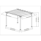 Sunjoy Outdoor Pergola 9 x 12 ft. Patio Black Steel Frame Pergola with Retractable Beige Canopy Shade for Backyard, Garden Activities Sunjoy