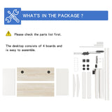 BUNOEM Height Adjustable Electric Standing Desk, 55X24 Height Stand Up Computer Desk,Sit and Stand Home Office Desk with Splice Board (White+Oak Top, White Frame) BUNOEM
